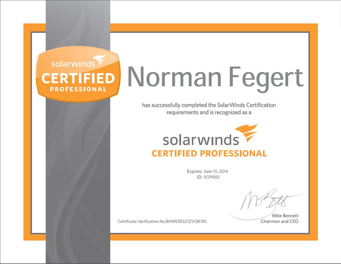 heureka SolarWinds Professional Certificate