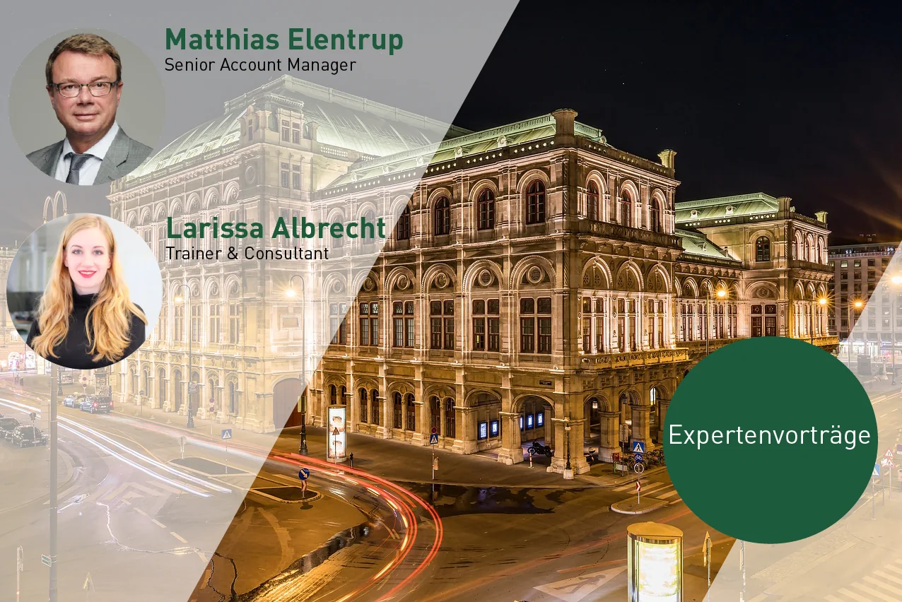 Historische Eventgrafik mit Matthias Elentrup und Larissa Albrecht vor der Wiener Staatsoper