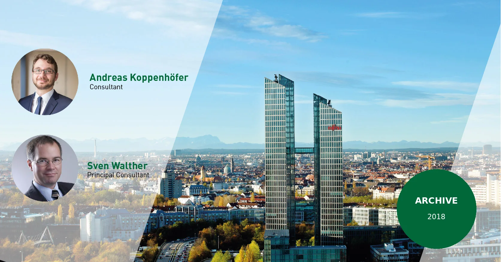 Andreas Koppenhöfer und Sven Walther vor der Münchner Skyline