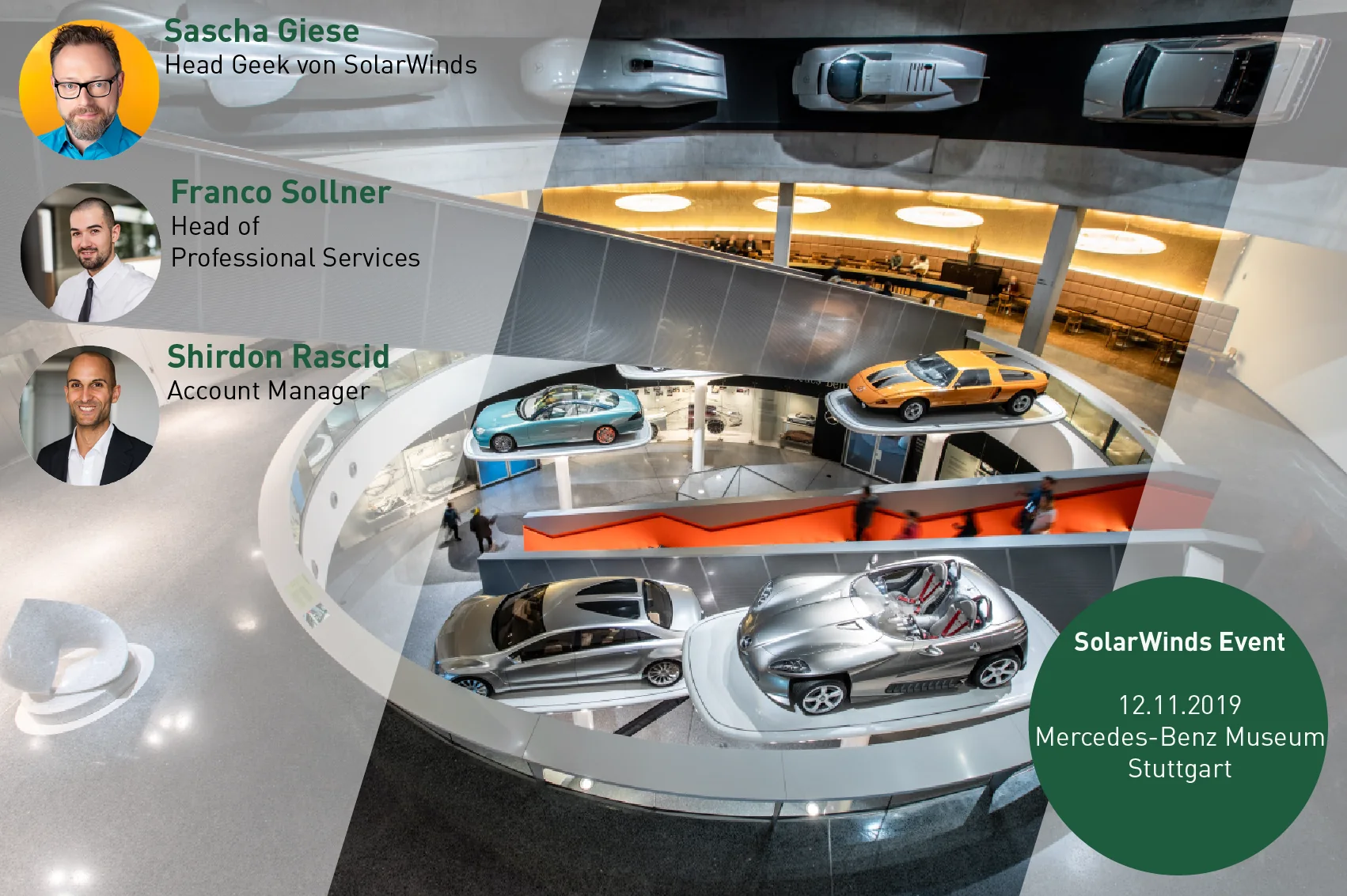 Historische Eventgrafik des SolarWinds IT-Security-Events im Mercedes-Benz Museum